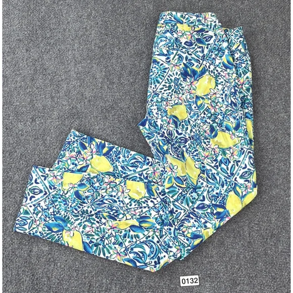 Lilly Pulitzer Pants Womens 8 Kelly Skinny Ankle Zest for Life Lemon Resort - Picture 1 of 12